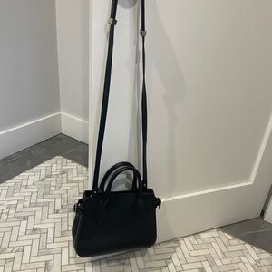 Reformation Black Leather Crossbody Tote with Top Handles